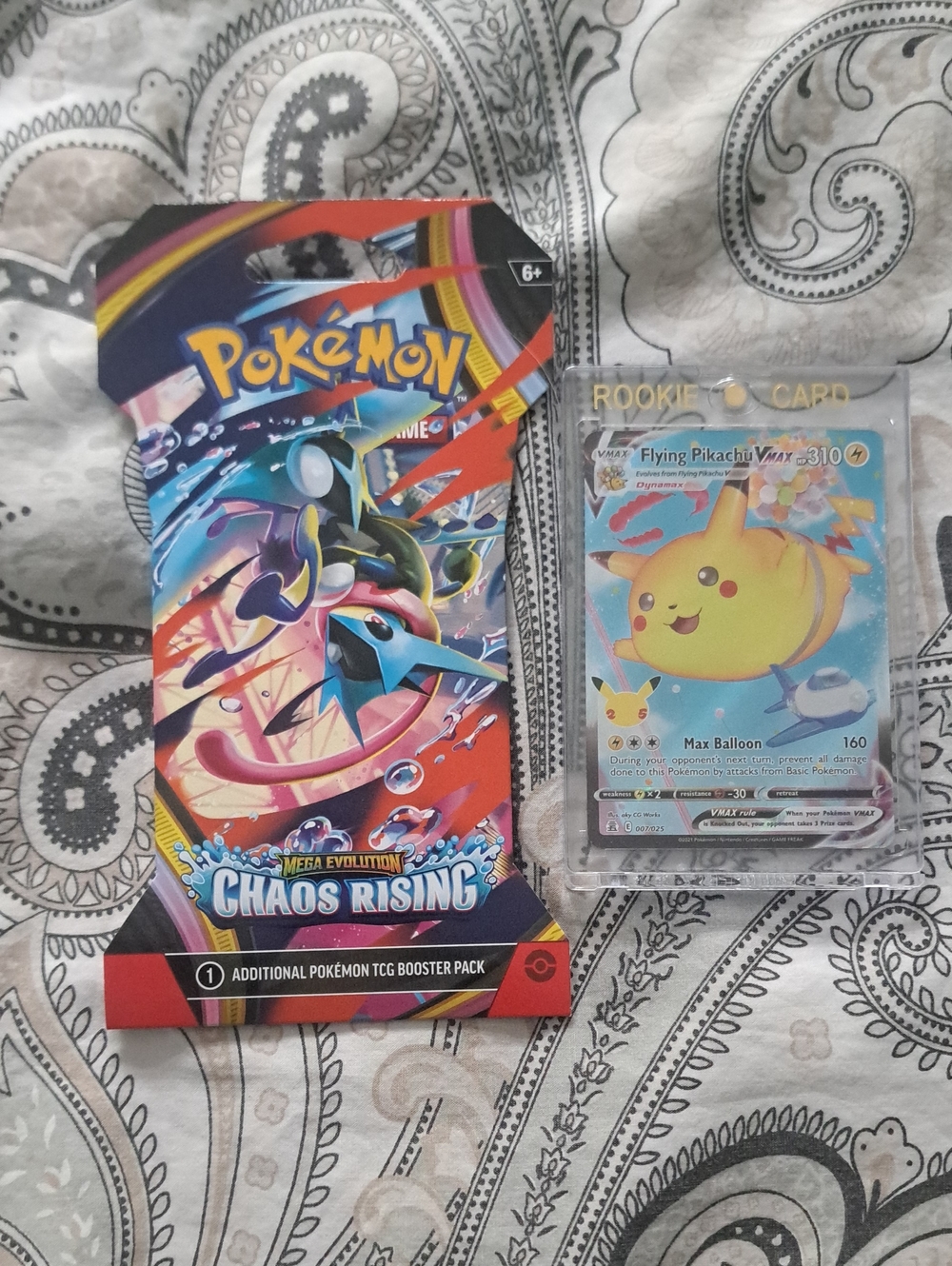 Pokémon Flying Pikachu VMAX Card & Chaos Rising Booster Pack